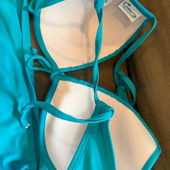 California waves 2 piece bikini top D/DD underwire/cups, XL bottom aqua blue - Picture 10 of 13